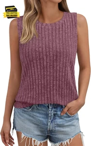 Womens Tank Tops Summer Spring Fashion Sleeveless Tunic Shirts Basic Soft Clothe - Picture 1 of 5