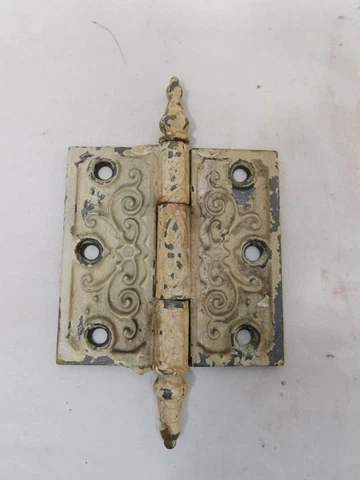 1880's Antique DOOR HINGES 3 1/2" x 3 1/2" Acorn Top VICTORIAN Style ORNATE Cover