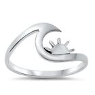 Sunset Wave Plain Ring 925 Sterling Silver 8.8mm Size 5-10
