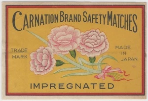 Carnation Brand Safety Household Matches Vintage Flower Label Made in Japan - Picture 1 of 1