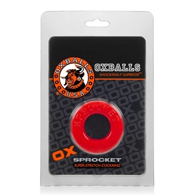 Oxballs OX Sprocket Super-Stretch Cockring Red - Penis Cock Enhancer Ring - Image 1 of 3