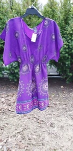Vestido RUE 1 púrpura con diseño colorido talla pequeña junior nuevo con etiquetas - Imagen 1 de 10