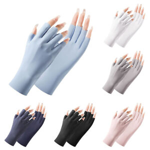 Anti-uv Fingerless Gloves Driving Glove Ice Silk Half Fingers Gloves Thin Mitten
