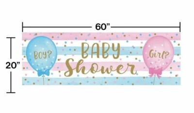 Gender Reveal Balloons Party Boy Girl 1 Ct Plastic Giant Banner Baby Shower 💥 - Image 1 of 2