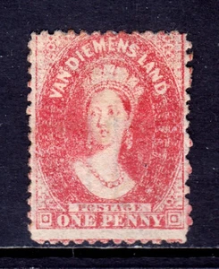 TASMANIA — SCOTT 29 (SG 70) — 1865 1d CARMINE QV CHALON — MH — SCV $120 - Imagen 1 de 2