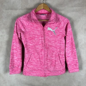 Kids Girls PUMA Pink Zip Front Fleece Sweatshirt Jacket 12-14 Large - Picture 1 of 6