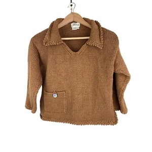 Nina Kids Youth Size L/XL Brown Handmade Knit Pullover Sweater Made in Thailand - Picture 1 of 7