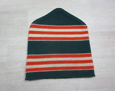 Vintage Ski Snow Hat Wigwam Mills 100% Virgin Wool Beanie USA Orange & Green