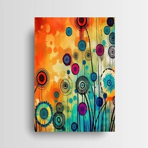 11x14 Bright Abstract Floral Canvas Print Wall Art - Picture 1 of 6