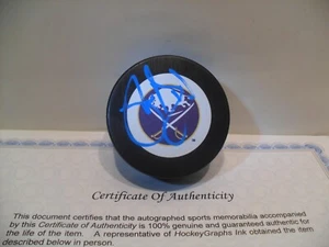Phil Housley Autographed Signed Buffalo Sabres Puck COA Bright Sabres Blue Pen - Picture 1 of 1