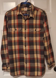 Levis Flannel Shirt Mens Medium Plaid Button Up Long Sleeve Colorful Red Tab - Picture 1 of 6
