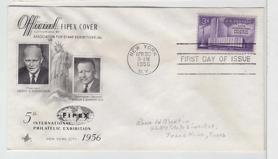 TurtlesTradingPost - FIPEX Stamp Show  #1076- 1956 Artcraft FDC - Image 1 of 1