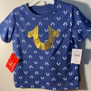 True Religion T Shirt Jean Shorts Set Boys Size 3T 2 Piece Blue Shirt and Denim - Picture 1 of 12