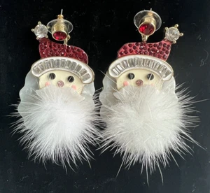LUPITA per HapaChico Orecchini Natale Babbo Natale Vintage Strass Pom - Foto 1 di 5
