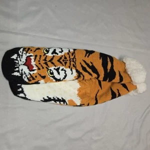 Cozy Cabin Socks Tiger Print Anti Slip Nwot Orange - Picture 1 of 3