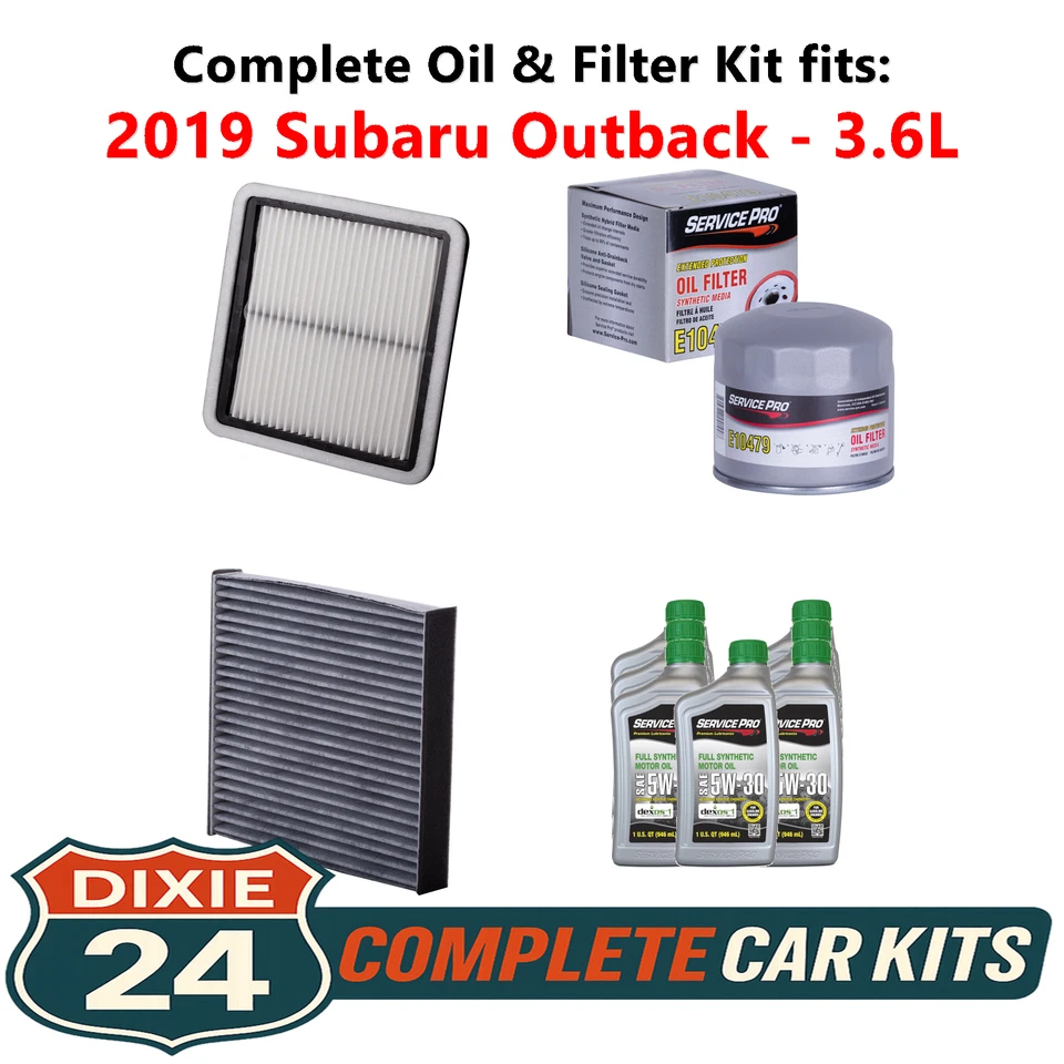 Fits: 2019 Subaru Outback 3.6L Complete Cabin, Air & Oil Filter Kit (5W-30) Foto 1 de 4