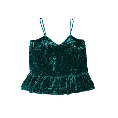 J.Crew Peplum Top Womens Sz 0 Kelly Green Velvet Burnout Silk Whimsigoth Fairy - Image 1 of 4