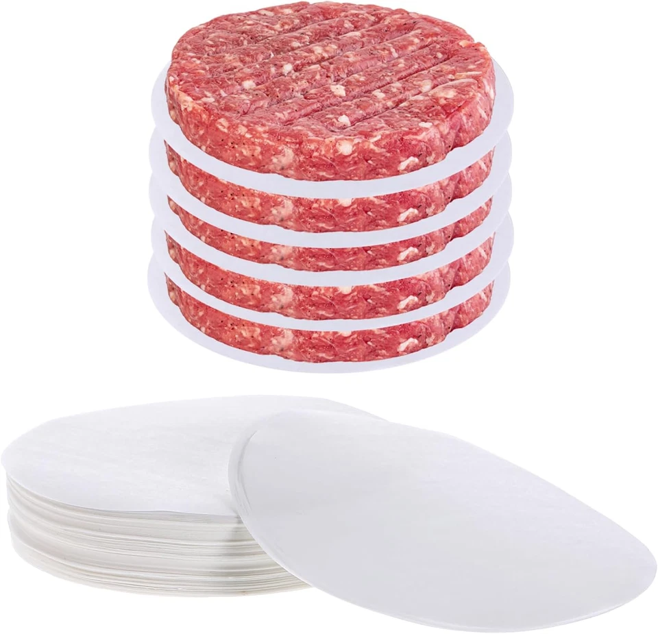 500 PIEZAS Papel redondo para hamburguesas, hojas de pergamino antiadherente de 4,5 pulgadas Foto 1 de 4