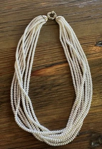 Collar de perlas vintage Albert David ADPG 14K broche de oro multi-8 hilos - Imagen 1 de 4