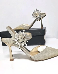 Dune Casa Dimante Wheel Brooch Metallic Gold Wedding Party Shoes Size 4 RRP £120 - Picture 1 of 8