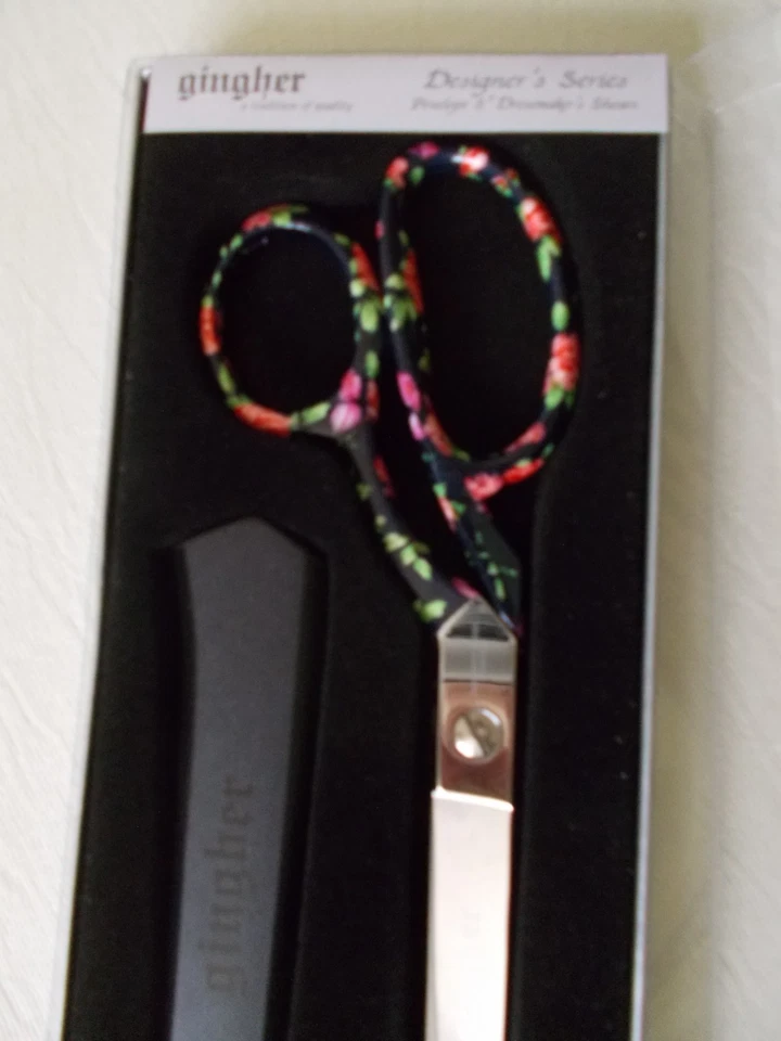 Gingher Designer Series Dressmaker's Shears Penelope OOP Lovely Floral on Black - Image 1 of 1