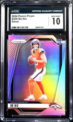 2024 BO NIX ROOKIE SILVER PRIZM RC #309 GEM MINT 10 - Image 1 of 2