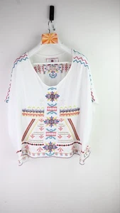 Johnny Was embroidered short sleeve blouse in white size S/UK10-12 - Picture 1 of 9