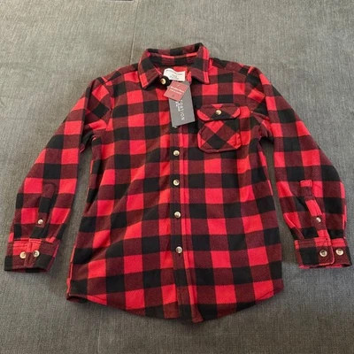 Camisa con botones a cuadros Búfalo roja y negra para niños talla 6 occidental NUEVA Foto 1 de 4