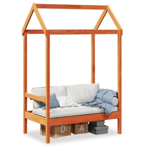 Bank mit Dach Sitzbank Holzbank Gartenbank Bettbank Wachsbraun Massivholz vidaX - Zdjęcie 1 z 9