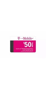 T-Mobile Prepaid 50 USD Wkład Doładowanie Karty Air Time Pin - Zdjęcie 1 z 1
