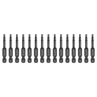 15pcs 3mm Metric Hex Head Wrench Drill Bit 50mm Length Magnetic Bits, Black - Image 1 of 4