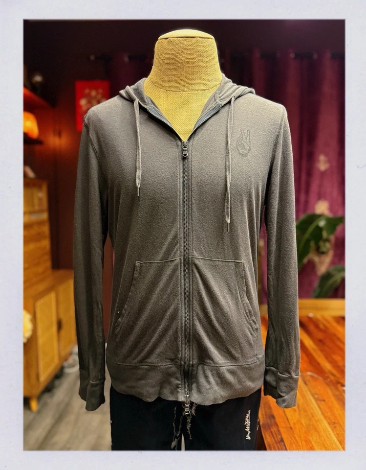 Sudadera con Capucha con Cremallera John Varvatos “PEACE” - Gris Carbón, Comodidad Premium Foto 1 de 4