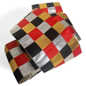 Japanese Kids Obi Belt Gold Silver Red Black Check Yukata Kimono Craft Decor Use - Picture 1 of 7