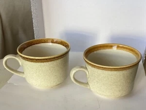 Mikasa Stone Manor Coffee Mugs Cups Whole Wheat Set Of 2 Stoneware Vintage - Picture 1 of 10