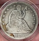 New Listing1847 P Seated Liberty Silver Half Dollar 50 Cents Circulated