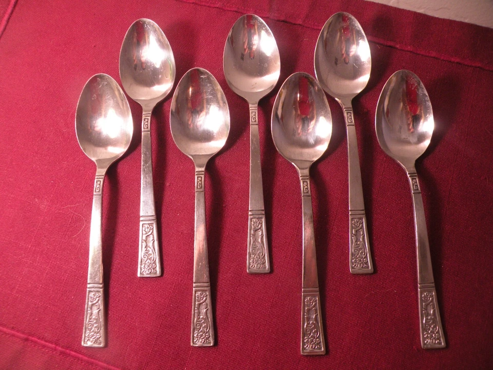 Set Of 7 Teaspoons Ekco Santa Clara Stainless Flatware 6 1/8" - Image 1 of 4