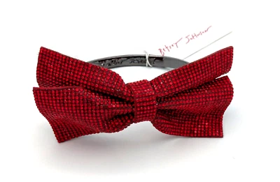 Betsey Johnson Sparkly Red Christmas Holiday Pavé Bow Hinge Bangle Bracelet - Image 1 of 3