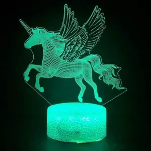 3D Unicorn Lamp Illusion Led Night Light Colors with Remote USB/Batt Table Lamp - Picture 1 of 17