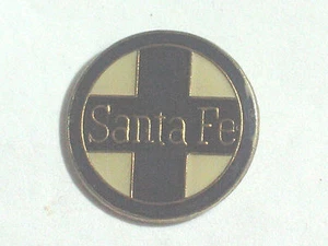 Vintage Santa Fe Train Pin  1980's Enamel Lapel Hat Pin - Picture 1 of 2