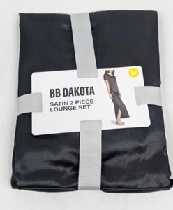 NUEVO BB Dakota Para Mujer Satén 2 Piezas Conjunto de Salón Talla Mediana Negro Rojo Pijama - Imagen 1 de 6