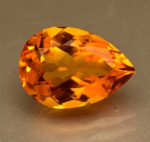 Natural Orange yellow Brazil Madeira Citrine 12.15 Ct Certified Pear Cut Gem - Picture 1 of 5
