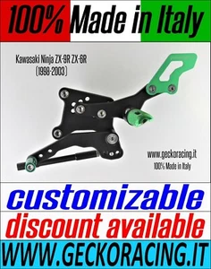 REARSETS ADJUSTABLE PEGS KAWASAKI NINJA ZX-9R ZX-6R 1998-2003 - Foto 1 di 4