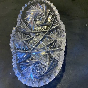 American brilliant cut glass bowl 8 in pinwheel and hobstar design - Picture 1 of 6