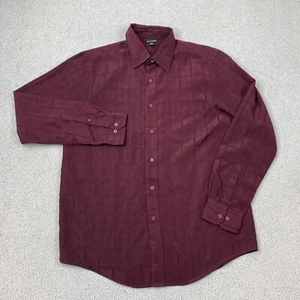 George Button-Up Shirt Men's Medium Long Sleeve Windsor Wine Plaid - Picture 1 of 8