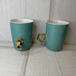 Fred and Friends Bling Teal Cup 2 Carat Coffee Mug  Ring with Green Gem - Picture 1 of 11