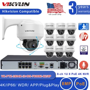 Hikvision 8CH NVR POE 4K PTZ Security Camera System CCTV 4X Zoom MIC Outdoor Lot - Picture 1 of 16