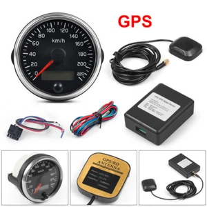 For 12V/24V 85mm GPS Speedometer 0-220km/h Speed Gauge Meter w/Sensor Adapter - Picture 1 of 12