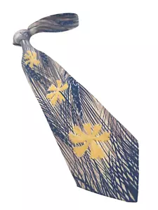 Vintage 1940s Tie Men's Neck Ties Swing Neckties 1930s BLUE Wide Rayon 51X3.8" - Picture 1 of 8