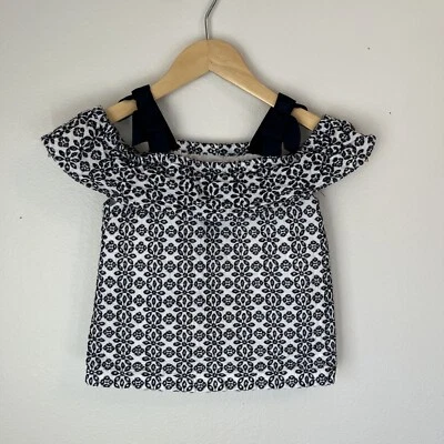 Janie and Jack Eyelet Floral Cold Shoulder Summer Top Blouse Girls Size 6 - Image 1 of 4