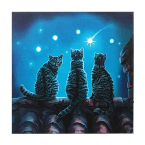 Wish Upon a Star Three Cats Lisa Parker Artwork LED Light Up Canvas Wall Plaque - Afbeelding 1 van 5